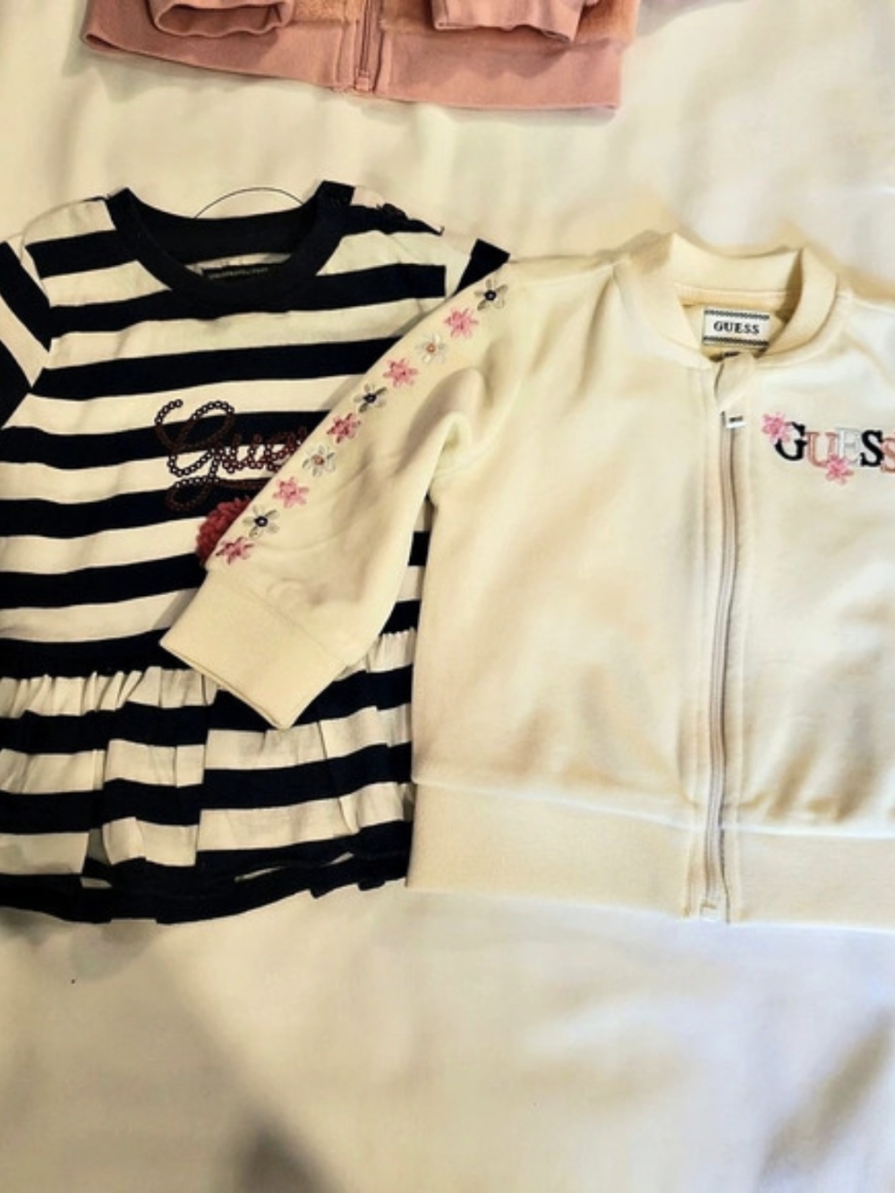 GUESS Baby 3/6M Striped Dress Set White & Blue